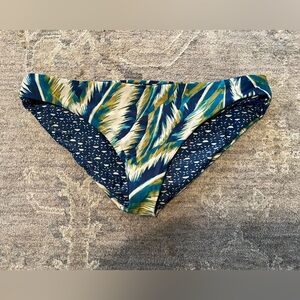 Prana Reversible Blue and Green Patterned Bikini Bottom Small NWOT